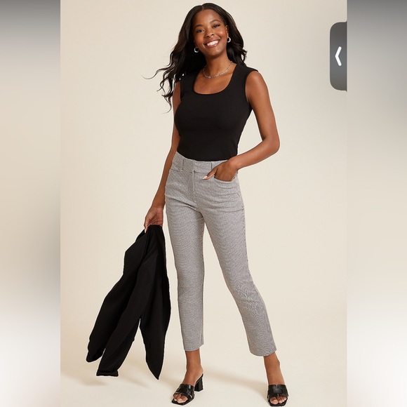 Maurices Pants - Maurice’s Bengaline Plaid High Rise Slim Straight Pant